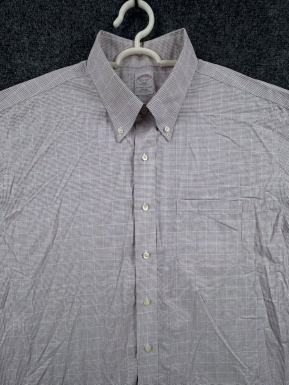 Brooks Brothers Red White Check Non-Iron All Cotton 17.5 4/5 Button-Down Mens